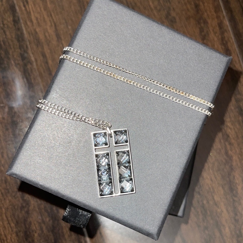 Swarovski Black Crystal Cross Necklace
